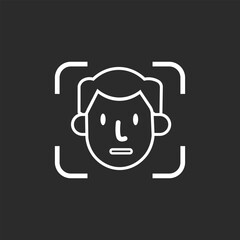 Face Detection Icon in black and white background – Biometric Recognition AI Technology, vector illustration icon