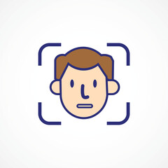Face Detection Icon – Biometric Recognition AI Technology, vector illustration icon