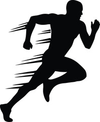 Running Man Silhouette Vector | Athlete Speed Motion Clipart Design