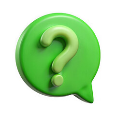 Green speech bubble question mark symbol isolated on a transparent background image