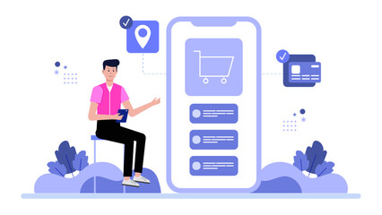 E-commerce Seller Improving Checkout Flow, flat vector illustration