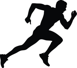 Running Man Silhouette Vector | Athlete Speed Motion Clipart Design
