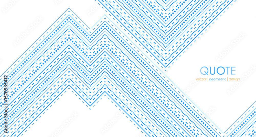 Poster Abstract blue dotted lines pattern geometric minimal background. Vector concept art design