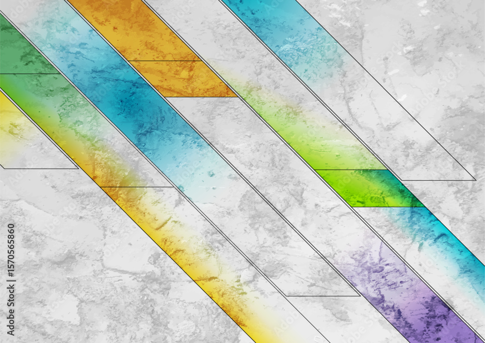 Poster colorful diagonal stripes abstract geometric grunge background. minimal retro concept vector design