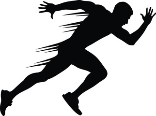 Running Man Silhouette Vector | Athlete Speed Motion Clipart Design