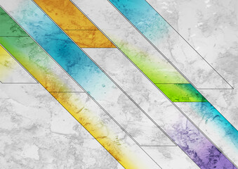 Fototapeta premium Colorful diagonal stripes abstract geometric grunge background. Minimal retro concept vector design