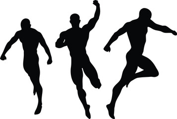 Sprinter Silhouette Vector Set | Running Athlete Clipart in Motion Poses