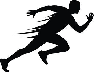 Running Man Silhouette Vector | Athlete Speed Motion Clipart Design
