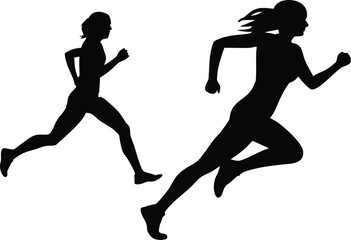 Group Running Silhouette Vector | Runners Team Clipart in Motion |Sports Running 