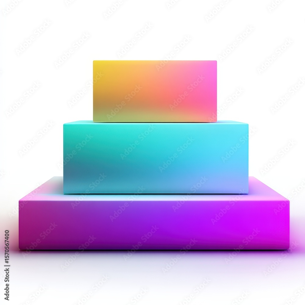 Poster colorful gradient cubes stacked pyramid shape product display stand