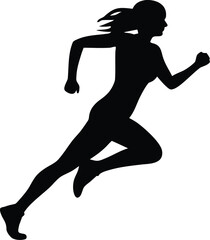 Running Woman Silhouette Vector | Female Athlete Sprint Clipart Design