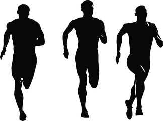 Sprinter Silhouette Vector Set | Running Athlete Clipart in Motion Poses