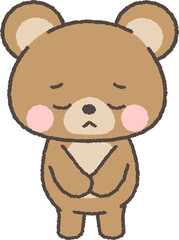 申し訳なさそうにお辞儀をするクマ