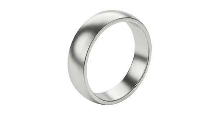 Isolated Silver Metal Ring Jewelry Wedding Band on Transparent Background