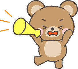 メガホンで叫ぶクマ