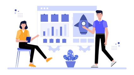 Ideal for business presentations, website content, or social media posts focused on teamwork, innovation, and data analysis in startups.