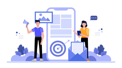 Digital marketing strategies depicting people on phones collaborating, ideal for social media posts, blog graphics, presentations, and website content.