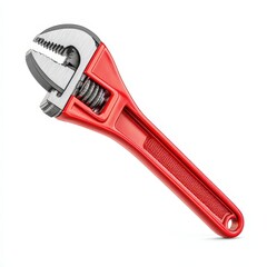 Red Adjustable Wrench Tool for Plumbing Repair and DIY Projects Isolated on White Background