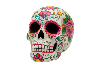 Obraz premium Isolated Sugar Skull with Floral Detail A Day Of Dead Celebration