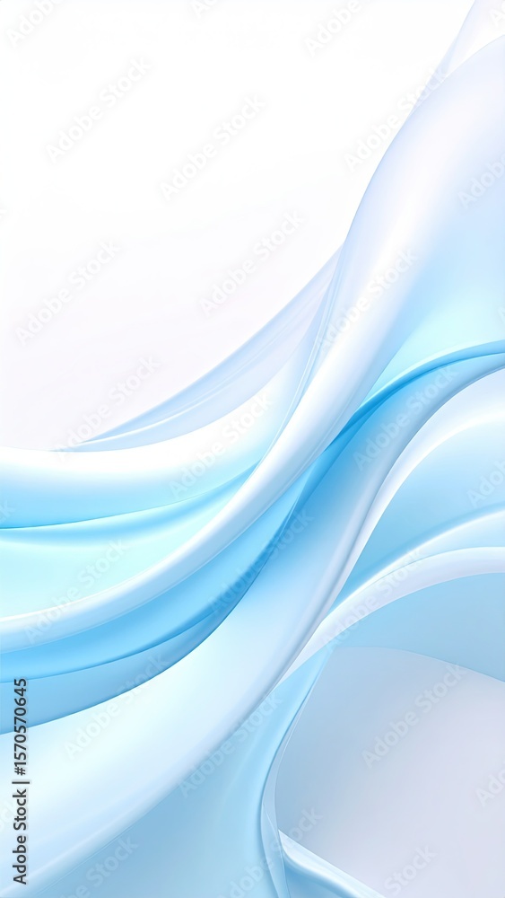 Poster abstract blue fluid waves on white background showing movement and design elements