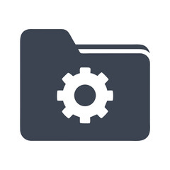 Obraz premium Minimal black folder featuring a cog symbol. Great for UI design, IT services and backend systems.