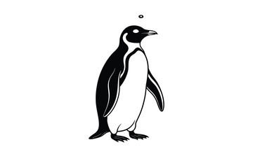 Obraz premium Elegant Emperor Penguin Illustration in Black and White with Water Droplet