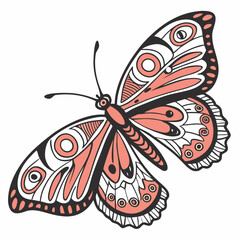 Decorative Butterfly Illustration with Intricate Patterns

