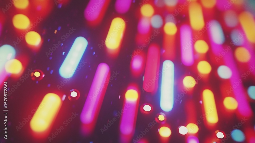 Poster vibrant luminous abstract patterns with a festive and retro aesthetic