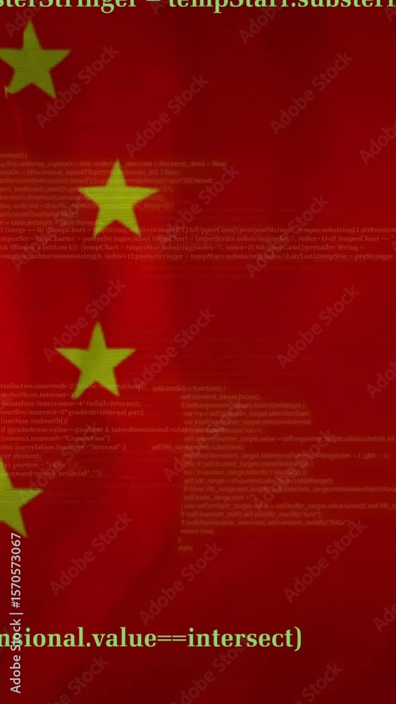 Poster animation of data processing over flag of china