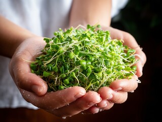 hands holding a fresh green plant
