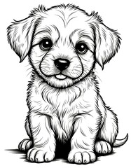 cute puppy. childrens coloring book page.