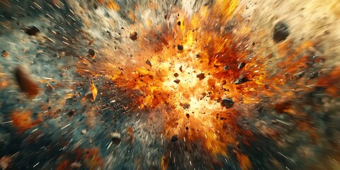 Dynamic cosmic explosion with fire shards for intense visual impact design