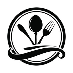 Elegant gourmet food logo cutlery emblem design vector