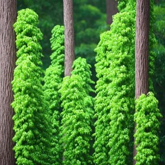 Lush Green Vines Weaving Through Dense Forest Undergrowth