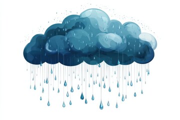 Watercolor Rain Cloud Illustration Rainy Weather Storm Cloudy Skies Bad Weather on white background. Generative Ai