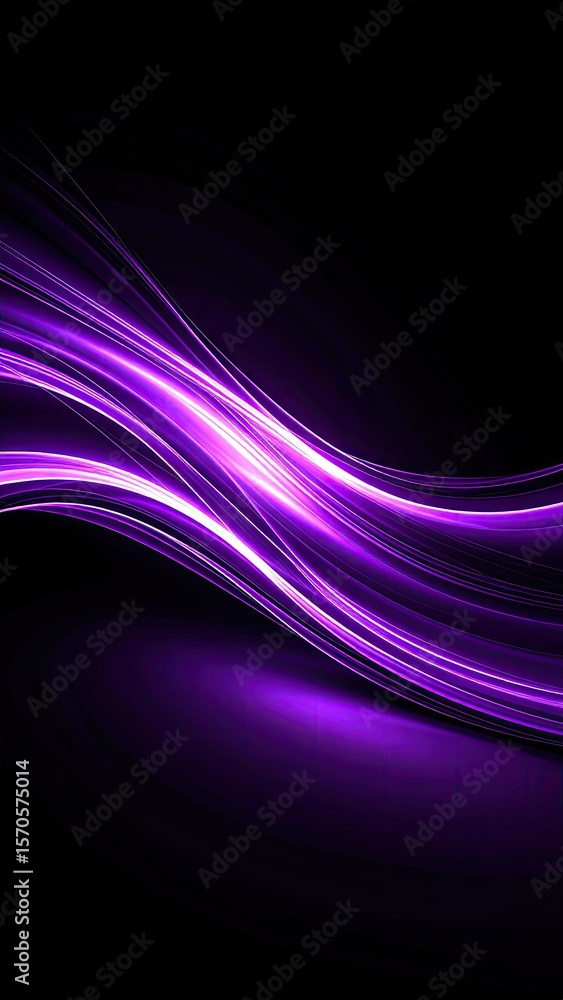 Poster abstract purple light waves flowing across a dark background creating a dynamic and modern design