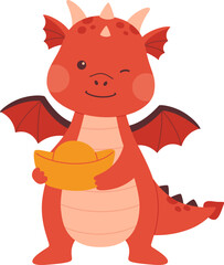 Red Dragon Chinese New Year Element

