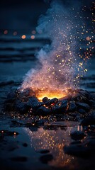 Magical Forge Hearth Surrounded by Swirling Embers