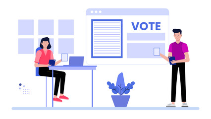 Employees voting on new company policies flat vector illustration