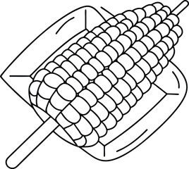 Corn on a stick with a plate corn on the cob food