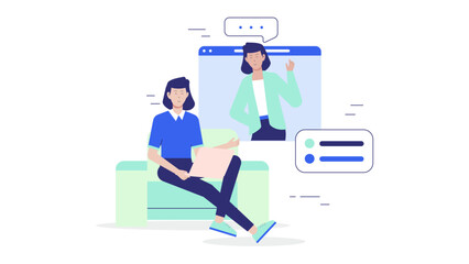 Remote worker syncing tasks across devices flat vector illustration