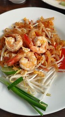 Authentic Pad Thai with Shrimp and Fresh Sprouts