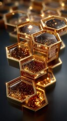 Matte Gold Honeycomb Grid Texture