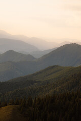 Hiking on Skalna alpa near smrekovica in Great Fatra. Hiking in Slovakia mountains landscape. Velka Fatra national park, Slovakia