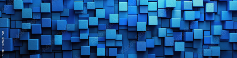 Poster abstract blue geometric pattern with 3d squares and mosaic texture