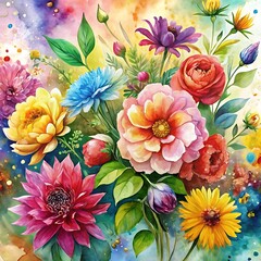 Painting of a colorful bouquet of flowers