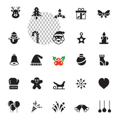 EPS 10 Editable Christmas and Holiday Icon Set Festive Black Silhouette Vector Collection.eps