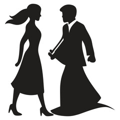 Silhouette of bride and groom