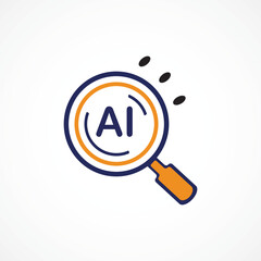 AI Search Icon – Magnifying Glass with AI Technology color abstract icon, Vector sign. Symbol, logo illustration. Vector graphics for Presentation and other