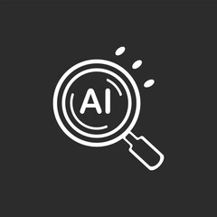 AI Search Icon in black and white background – Magnifying Glass with AI Technology color abstract icon, Vector sign. Symbol, logo illustration. Vector graphics for Presentation and other